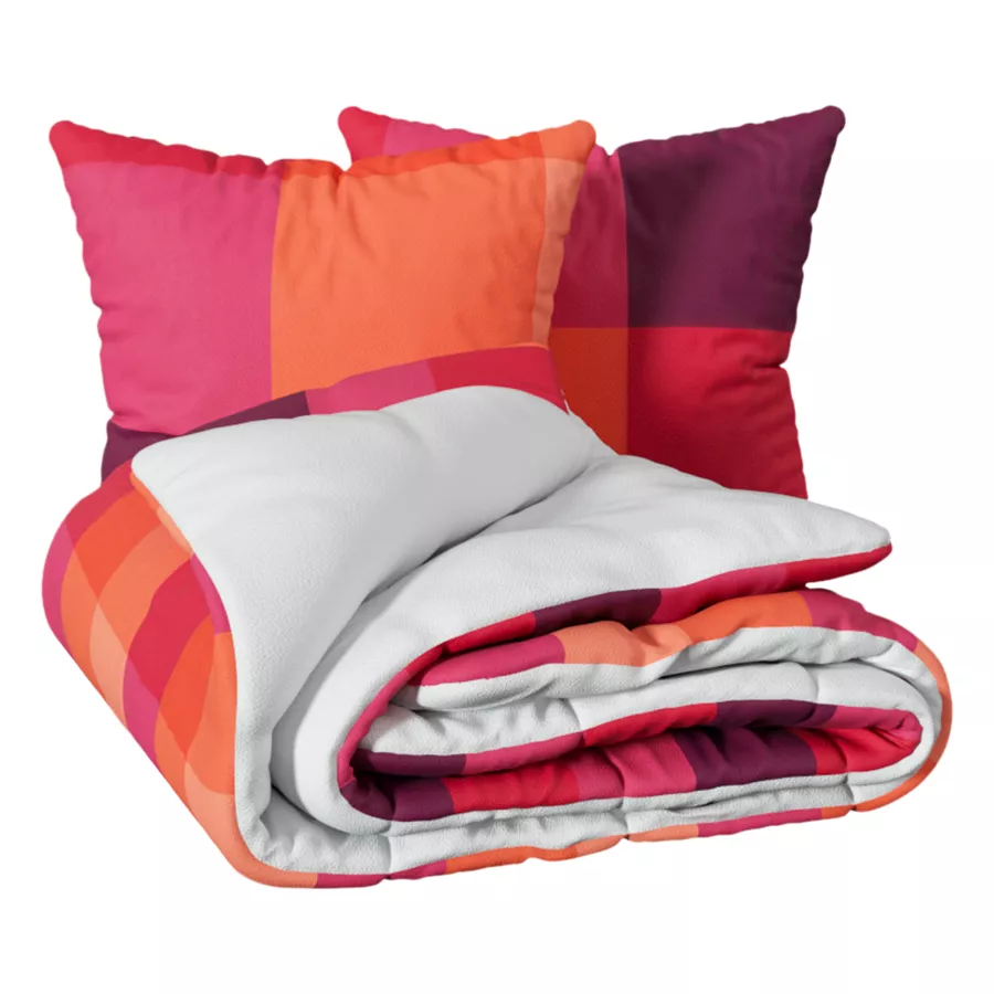 Housse de couette et deux taies coton (240 x 220 cm) Yuca Multicolore