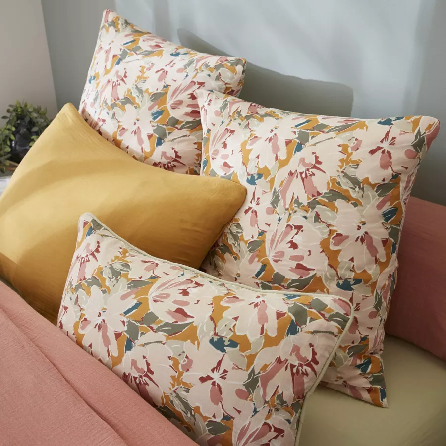 EM - Coussin dŽhoussable avec passepoil 45 x 45 cm Gaze de coton imprimŽe APRIL