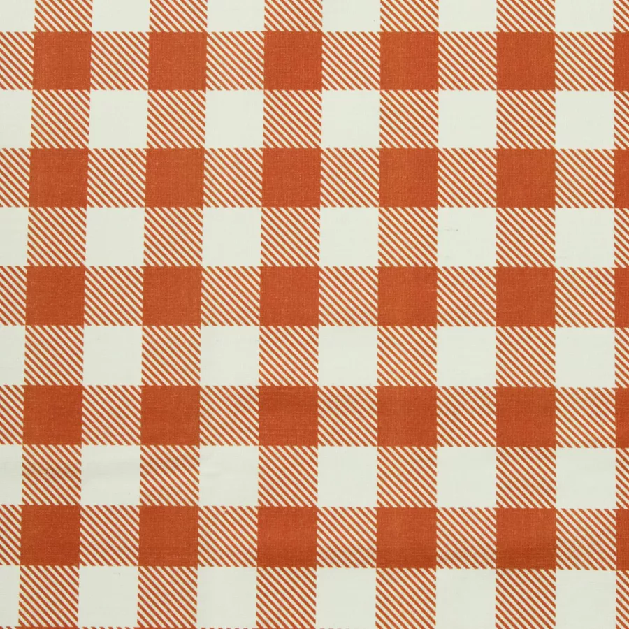 Tischdecke rechteckig Baumwolle beschichtet (150 x 250 cm) Vichy Terrakotta