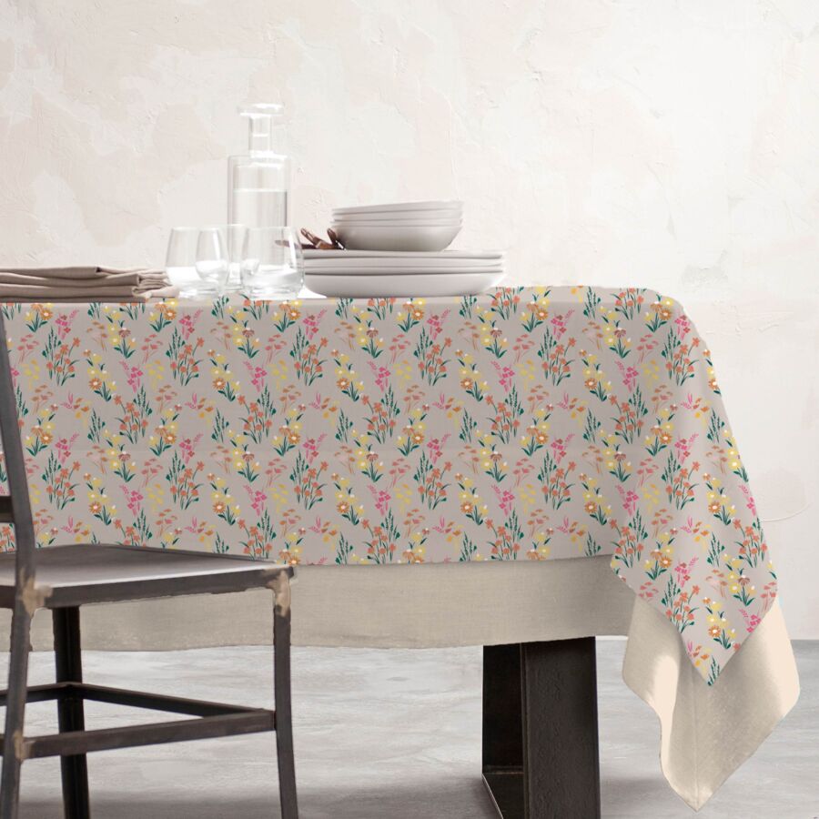 EM - Nappe en coton enduit 150 x 350 cm JULIETTE pampa