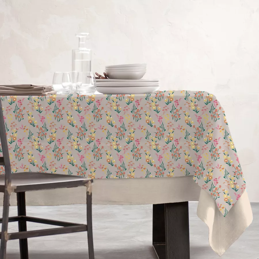 Tischdecke rechteckig Baumwolle beschichtet (150 x 250 cm) Juliette Beige