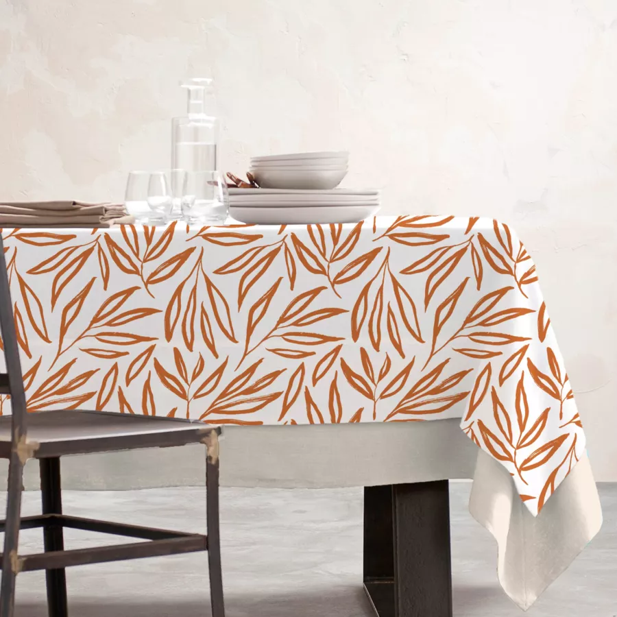 EM - Nappe en coton enduit 150 x 350 cm GALICE terracotta
