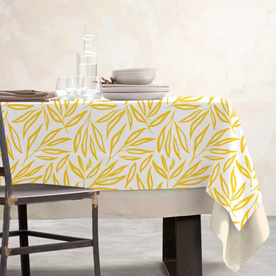 EM - Nappe en coton enduit 150 x 350 cm GALICE moutarde