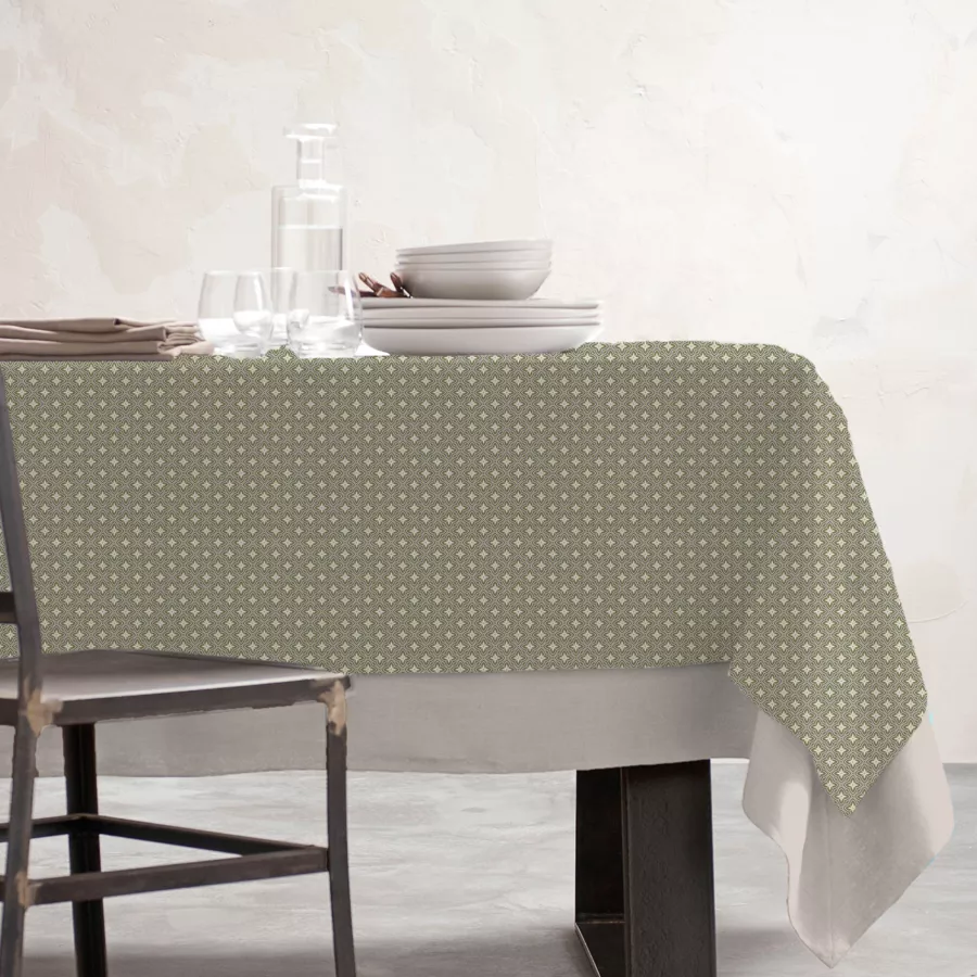 Rechthoekig gecoat katoenen tafelkleed (150 x 250 cm) Gloria Groen