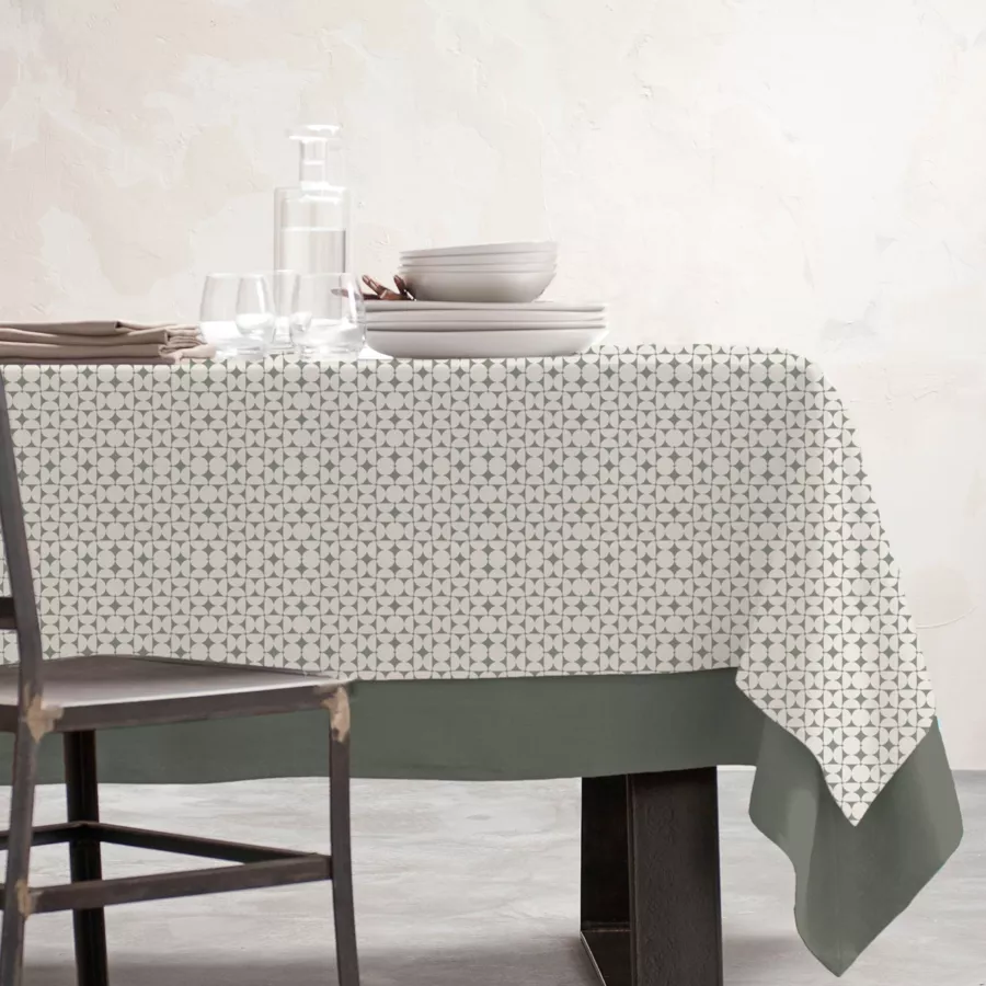 Mantel rectangular de algodón revestido (150 x 250 cm) Sofia Verde
