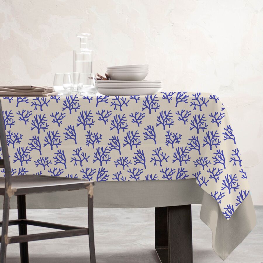 EM - Nappe en coton enduit 150 x 250 cm MOOREA bleu