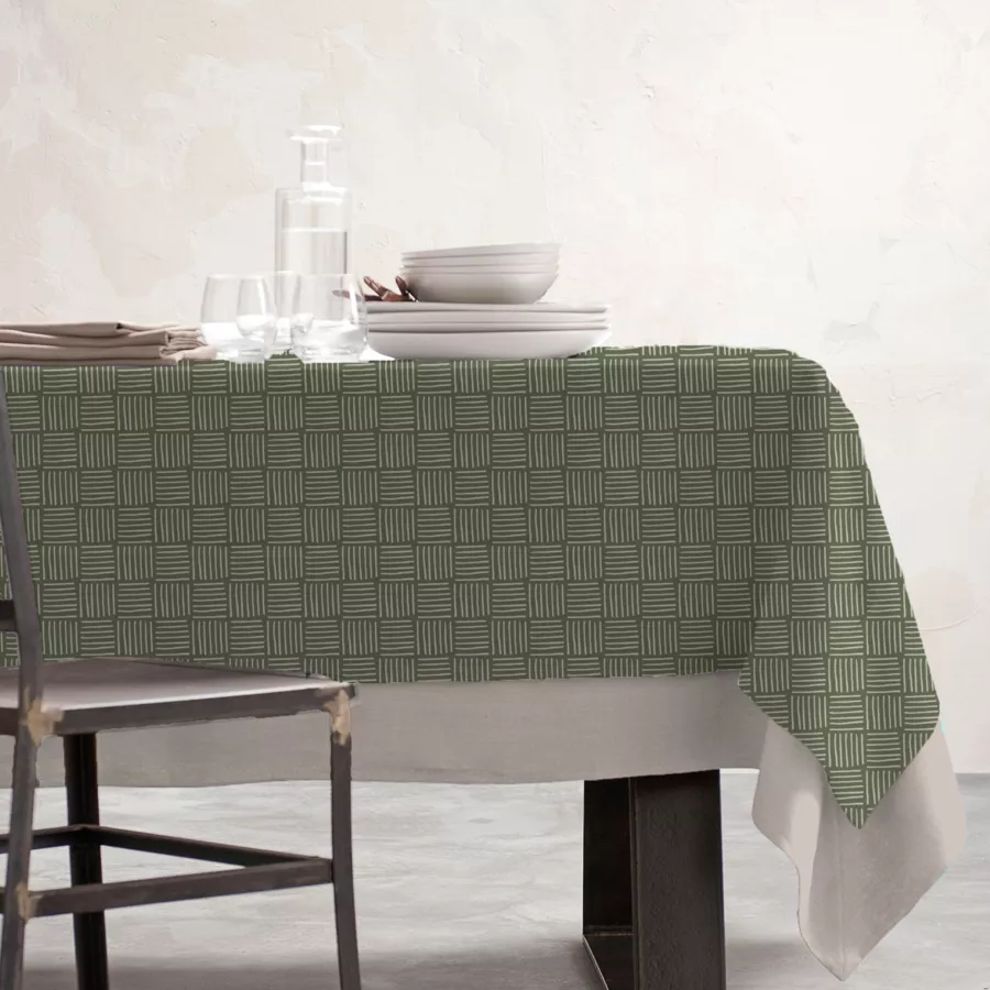 Rechthoekig gecoat katoenen tafelkleed (150 x 350 cm) Paolo Groen