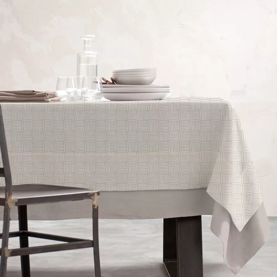 Tischdecke rechteckig Baumwolle beschichtet (150 x 350 cm) Paolo Beige