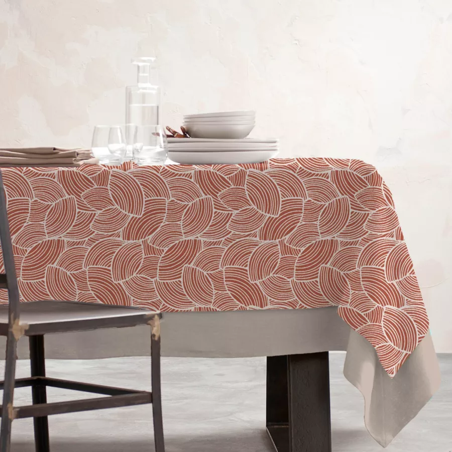 EM - Nappe en coton enduit 150 x 350 cm SARAH terracotta
