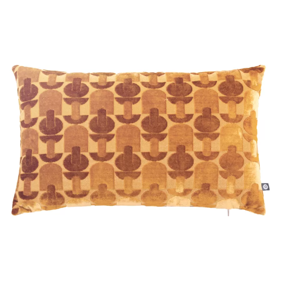 Coussin rectangulaire velours (30 x 50 cm) Luna Jaune ocre