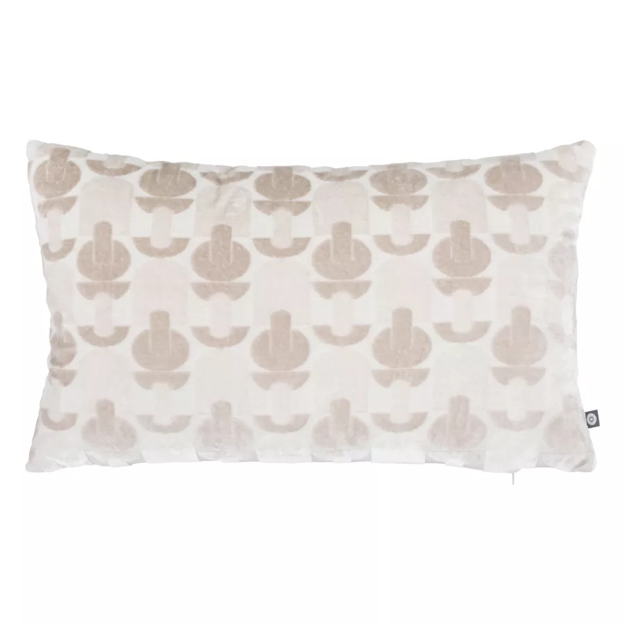 Coussin rectangulaire velours (30 x 50 cm) Luna Ecru