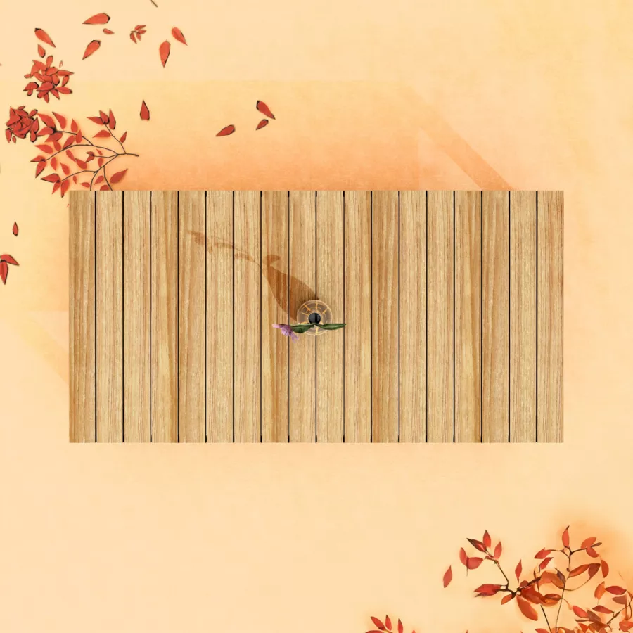 Mesa de jardín rectangular de madera de acacia para 8 personas (215 x 110 cm) Bornéo Natural