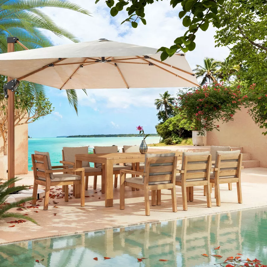  Lot de 2 fauteuils de jardin empilables en bois d'acacia Bornéo Naturel