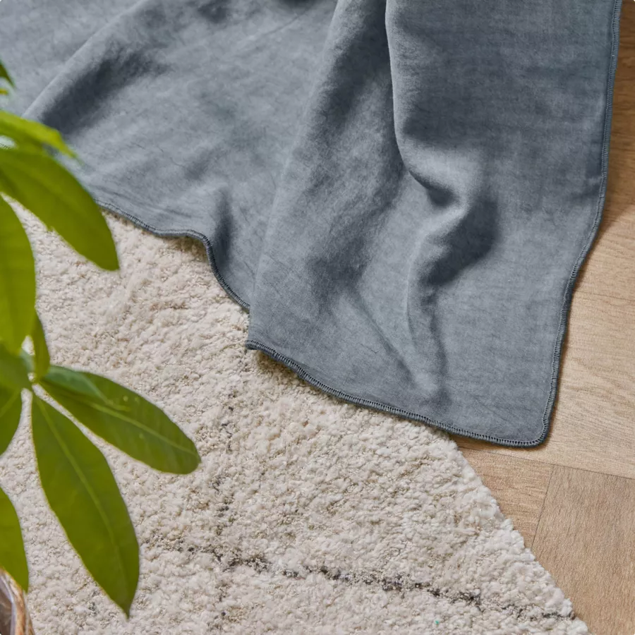 Cortina de lyocell Tencel™ ajustable (140 x max 270 cm) Olivia Azul piedra