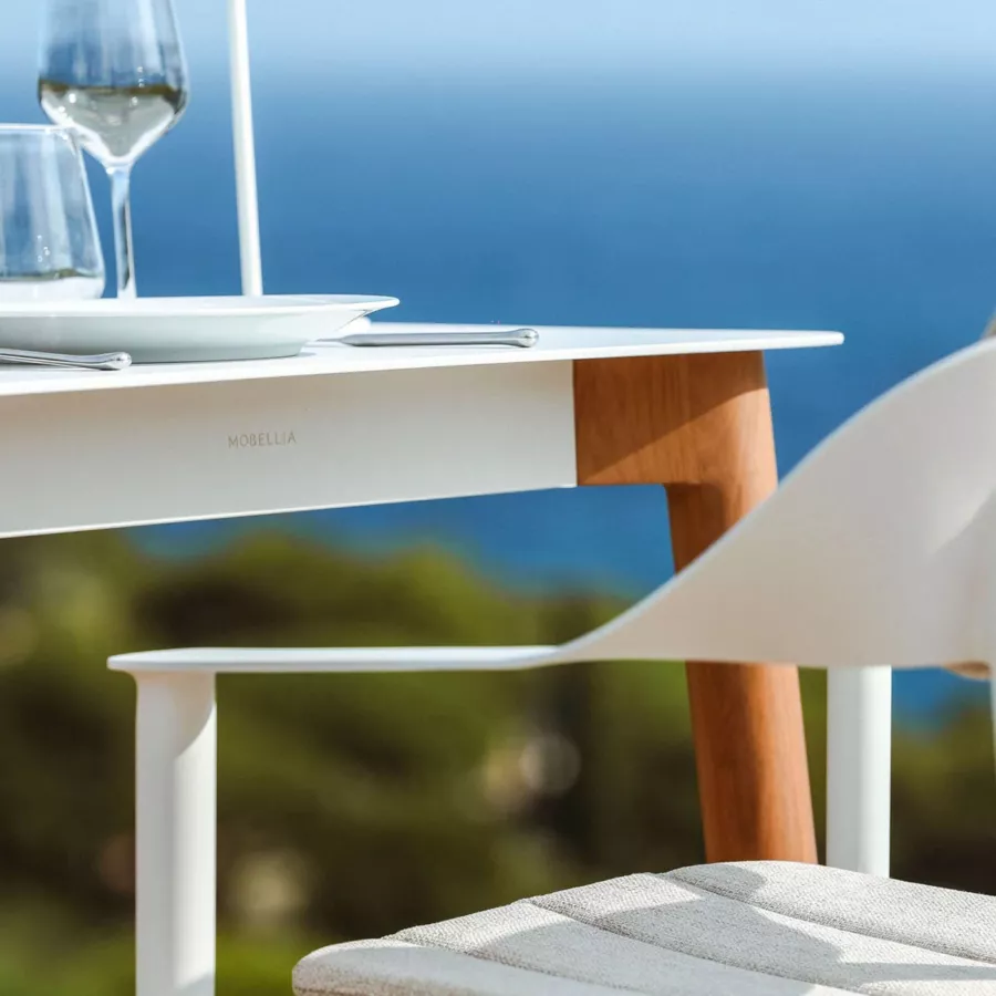 Mesa de jardín cuadrada de aluminio 2 plazas (76 x 76 cm) Monte Carlo Blanco