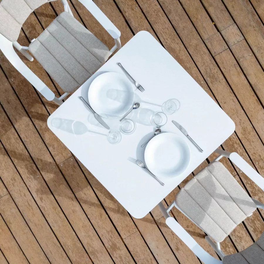 Mesa de jardín cuadrada de aluminio 2 plazas (76 x 76 cm) Monte Carlo Blanco