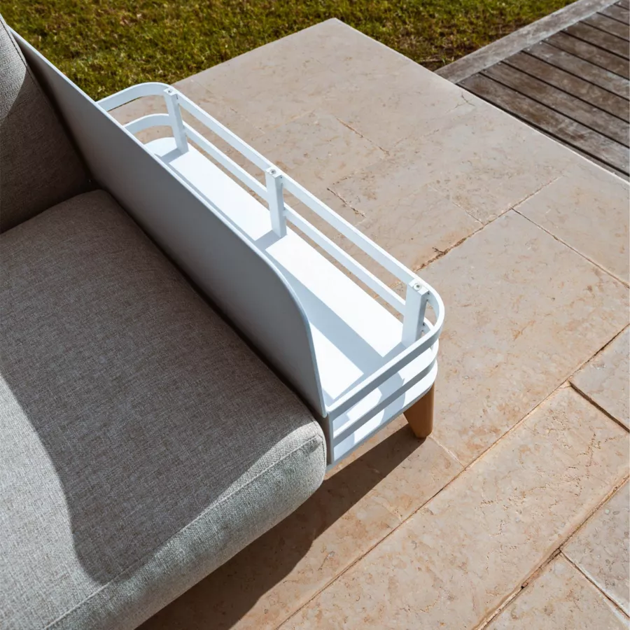 Chaiselongue Garten Aluminium Monte Carlo - Weiß und Taupe