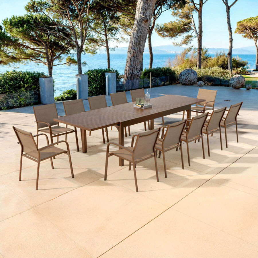 Uitschuifbare tuintafel aluminium 12 personen (200/320 x 100 cm) Murano Brons