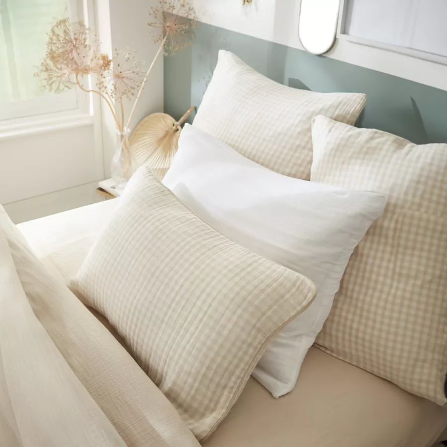Housse de couette gaze de coton (140 x 200 cm) Vickie Beige