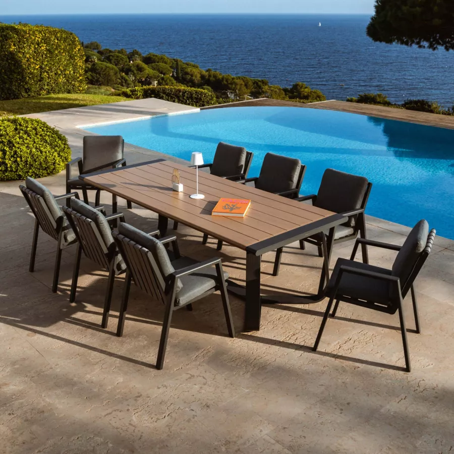 Sillón de jardín aluminio Long Beach Gris antracita