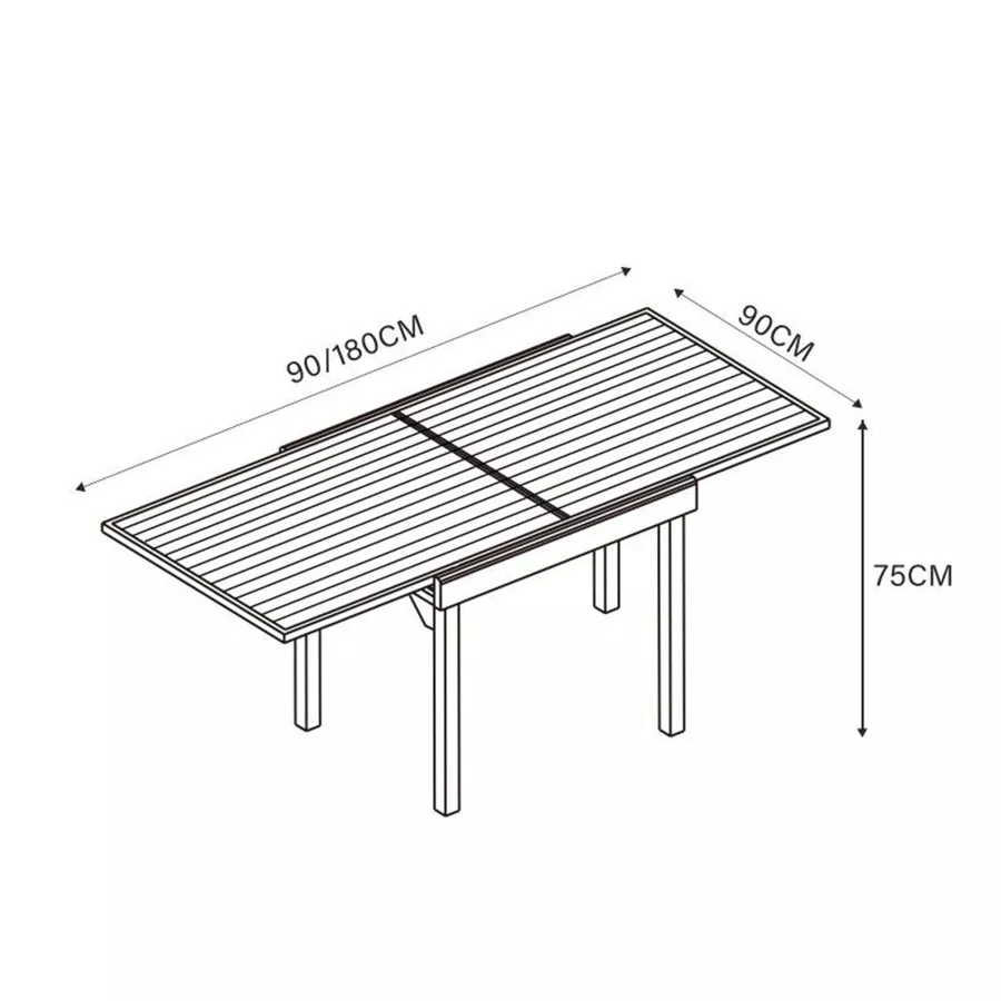 Table de jardin extensible en aluminium 8 places (90/180 x 90 cm) Murano Vert olive