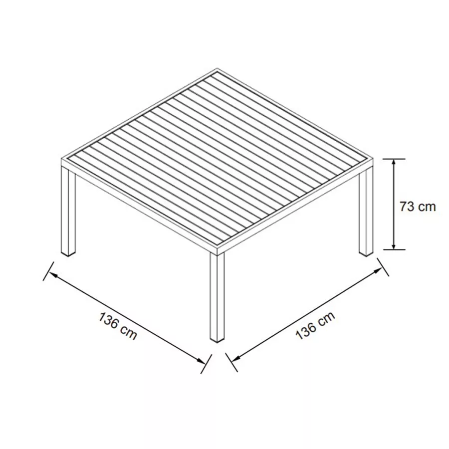  Table de jardin carrée aluminium 8 places (136 x 136 cm) Murano Vert olive