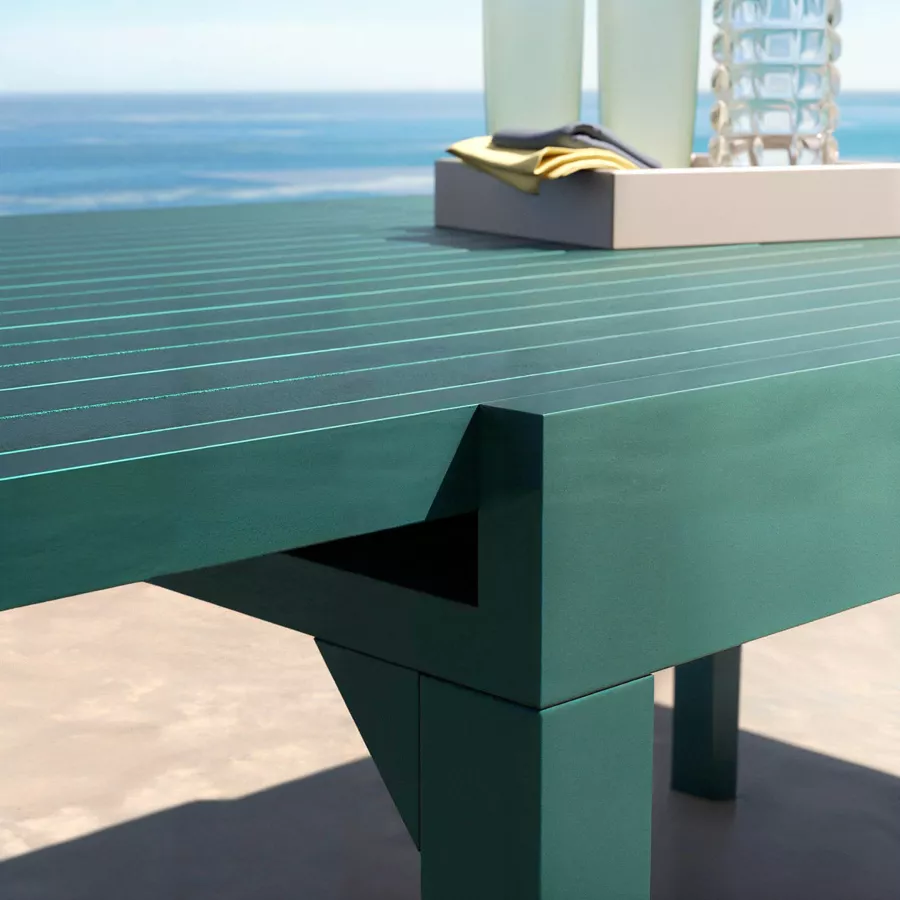 Mesa de jardÃƒÂ­n extensible de aluminio 10 personas (135/270 x 90 cm) Murano Azul