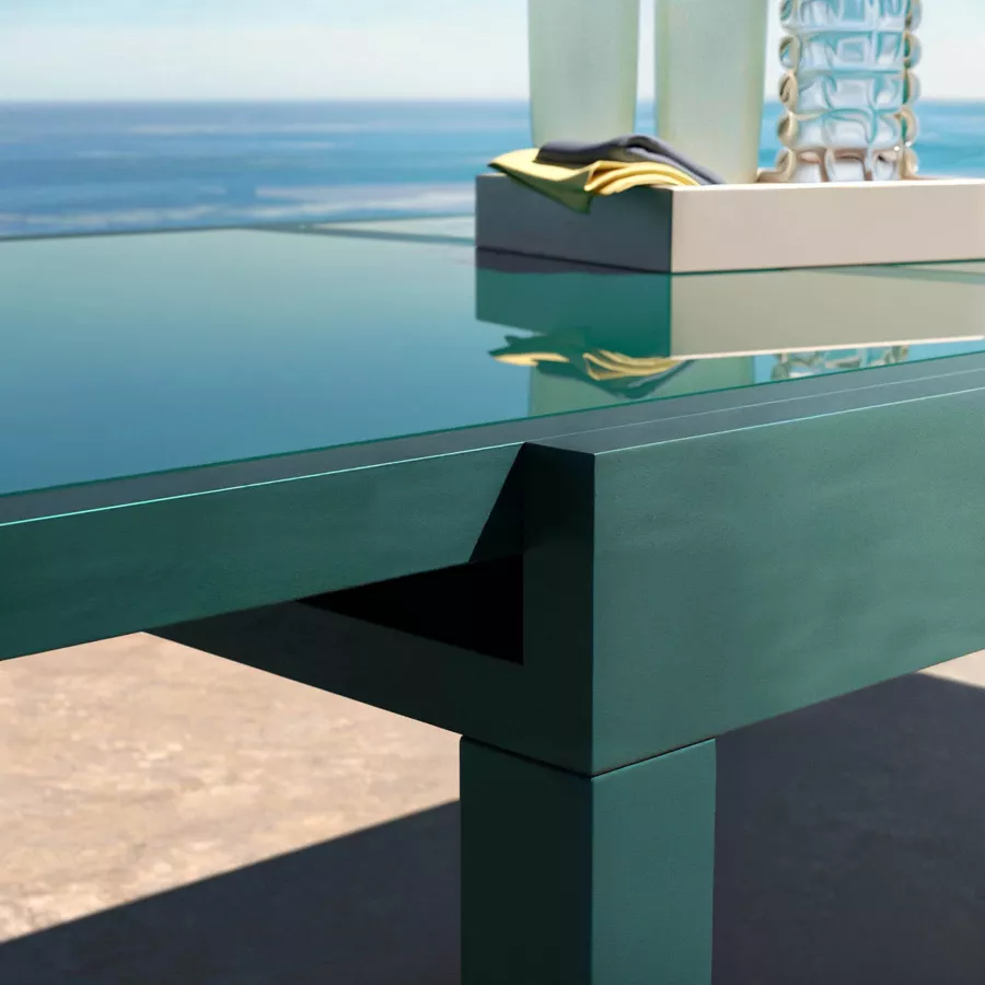Mesa de jardín extensible de aluminio para 10 personas (135/270 x 90 cm) Murano Azul petrÃ³leo