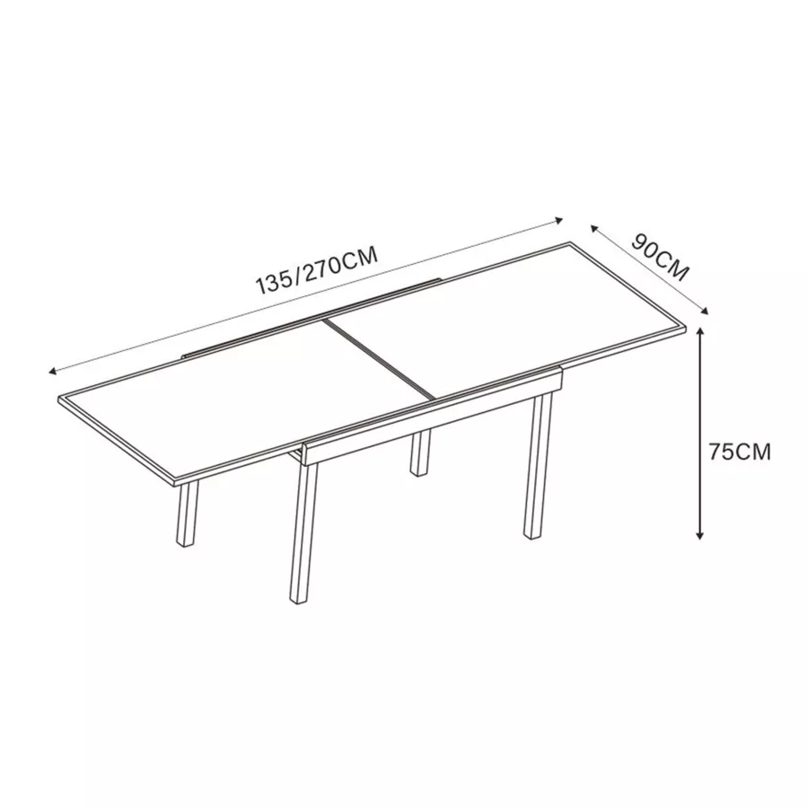 Mesa de jardín extensible de aluminio para 10 personas (135/270 x 90 cm) Murano Azul petrÃ³leo