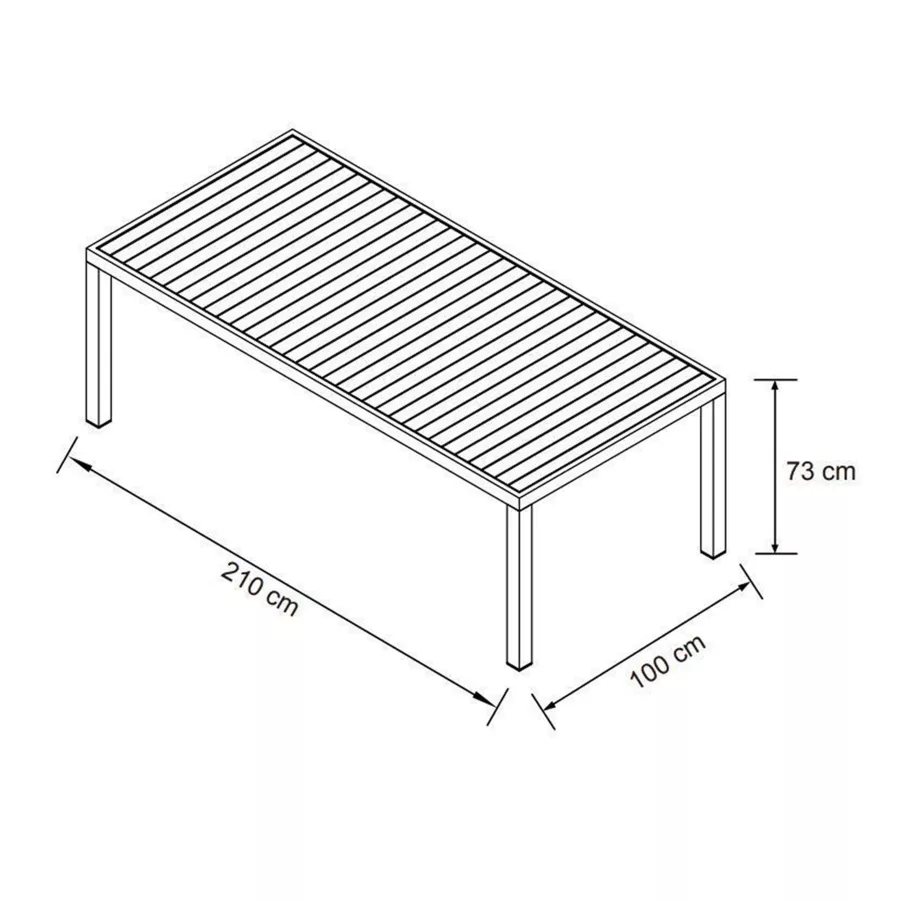 Mesa de jardÃƒÂ­n rectangular de aluminio para 8 personas (210 x 100 cm) Murano Azul