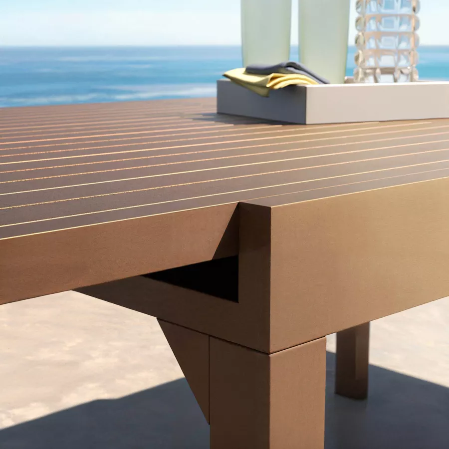 Table de jardin extensible aluminium 12 places (200/320 x 100 cm) Murano Bronze