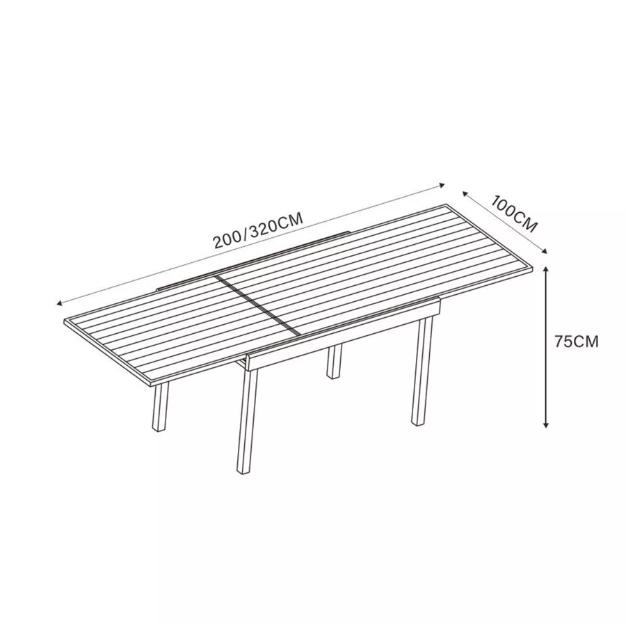 Table de jardin extensible aluminium 12 places (200/320 x 100 cm) Murano Bronze
