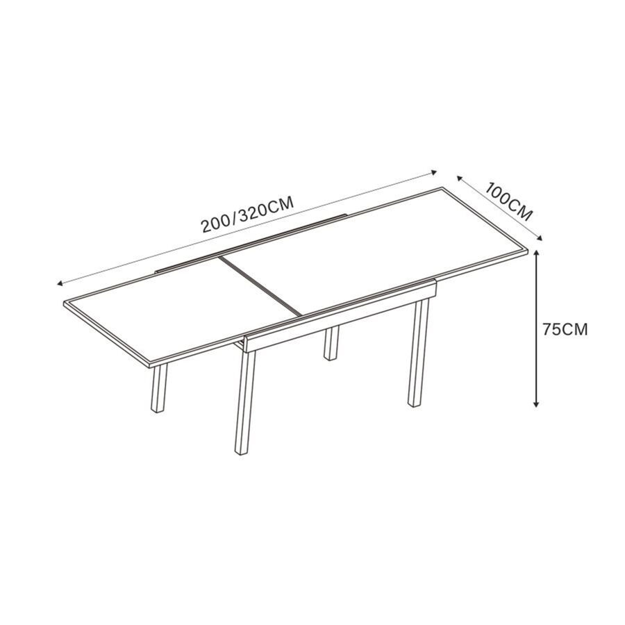 Table de jardin extensible en verre 12 places (200/320 x 100 cm) Murano Vert olive