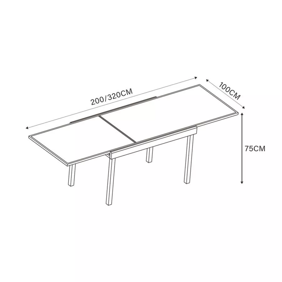 Tavolo da giardino allungabile in vetro 12 posti (200/320 x 100 cm) Murano Blu petrolio