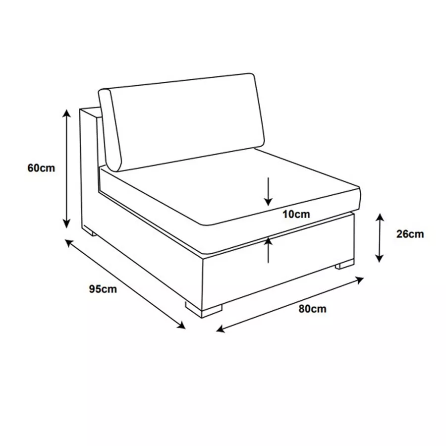 Loungesessel ohne Armlehnen geflochtenes Polyrattan Palma Weiß und Taupe