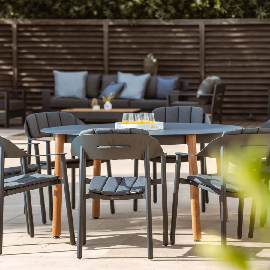 Mesa de jardín redonda de aluminio 6 plazas (D149 cm) Monte Carlo Gris antracita