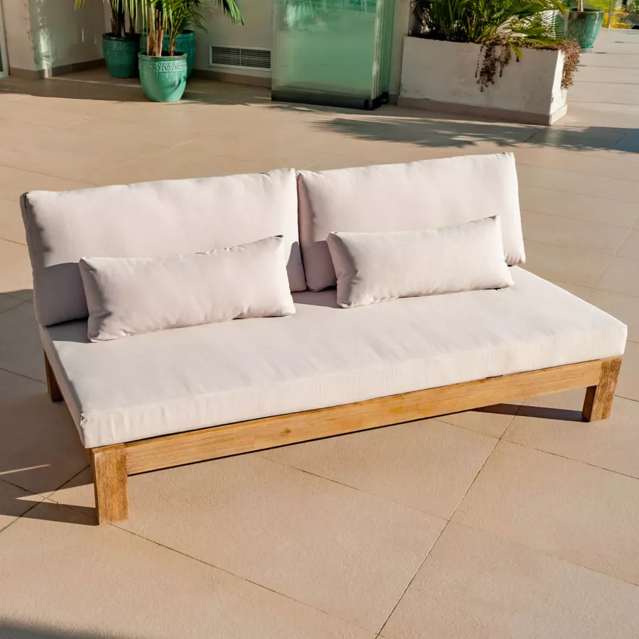 Salon de jardin d'angle en bois d'acacia 5 places 5 pcs Borneo Sable