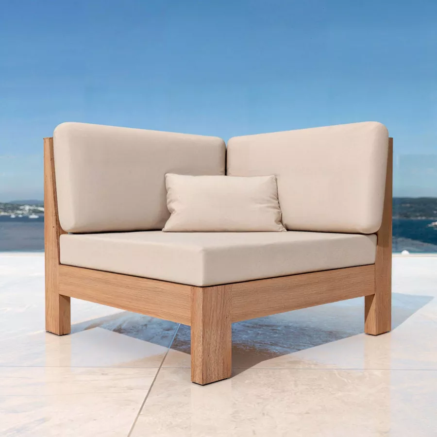 Conjunto de jardín esquinero de madera de acacia 5 plazas 5 pzas Bornéo Arena