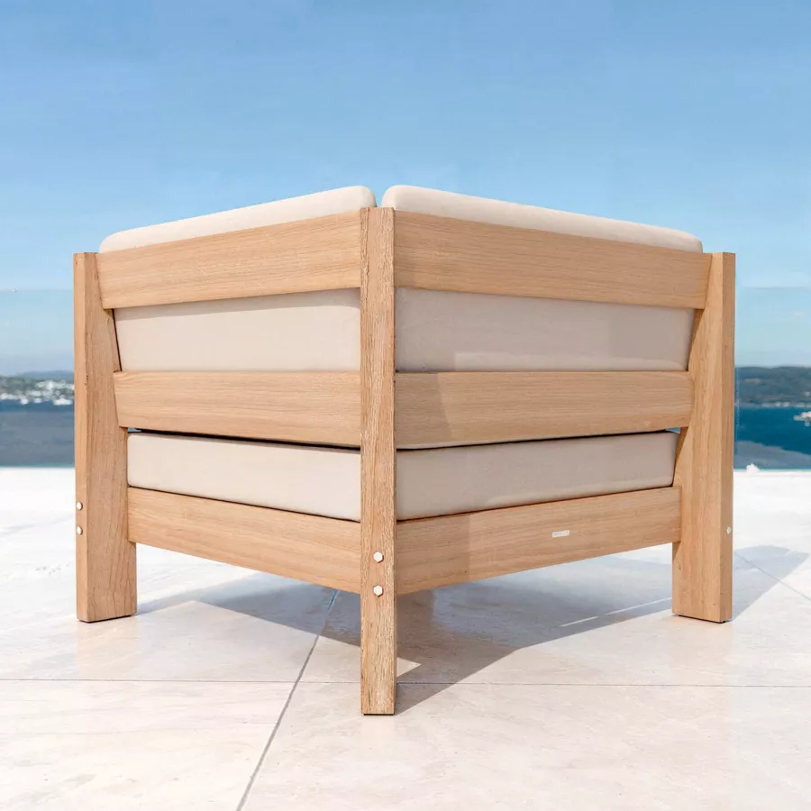 Conjunto de jardín esquinero de madera de acacia 7 plazas 6 pzas Bornéo Arena