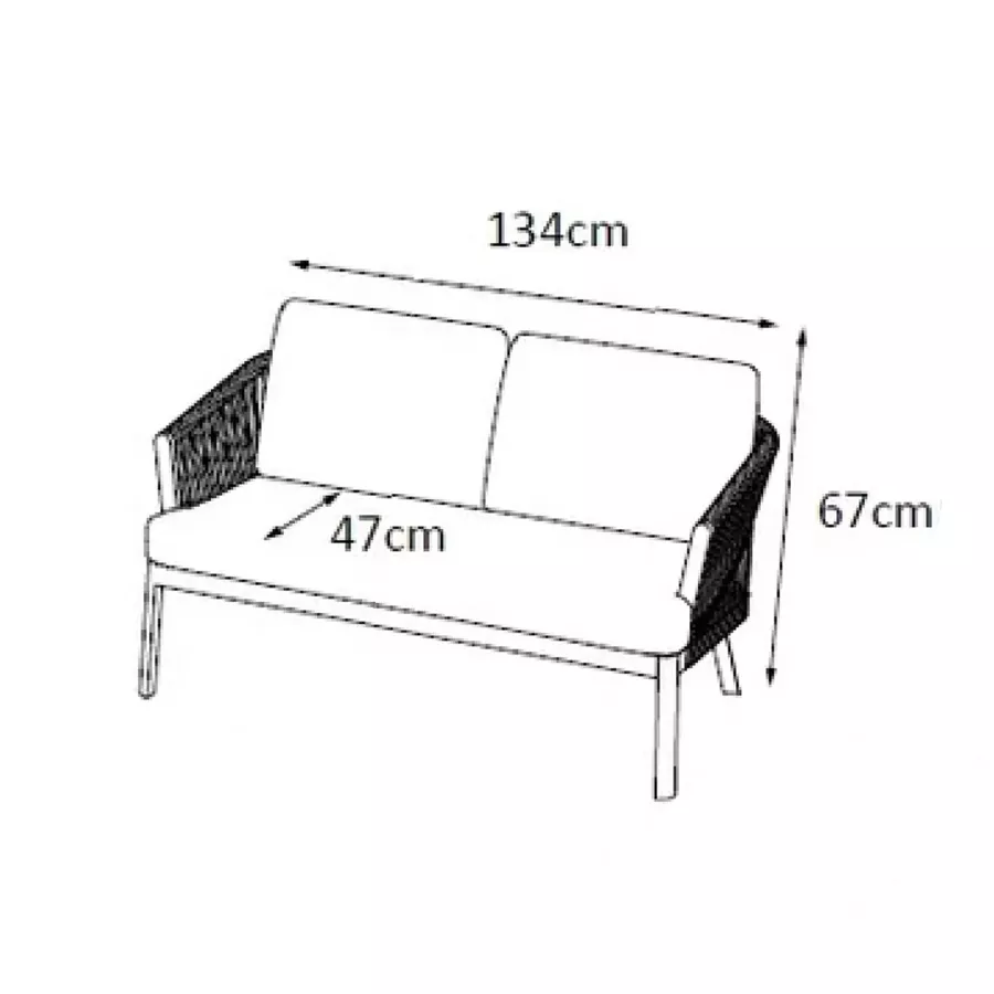 Canapé de jardin en aluminium 2 places Amalfi Blanc et taupe