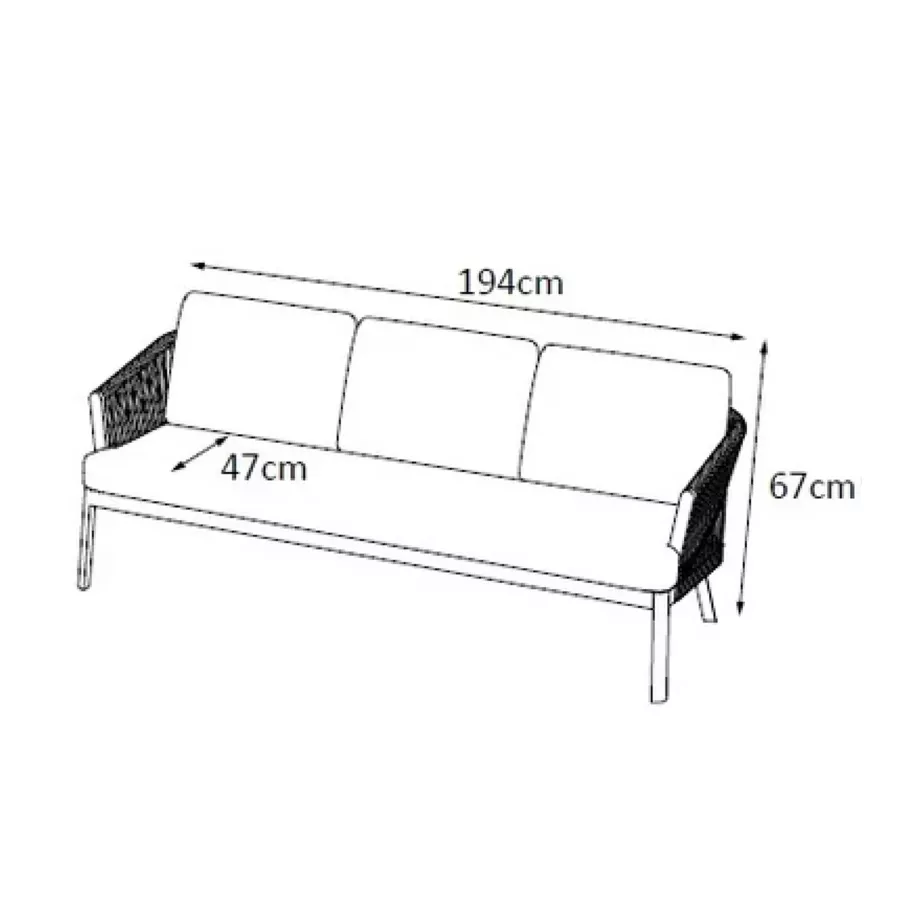 Sofá de jardín en aluminio 3 plazas Amalfi Blanco y beige