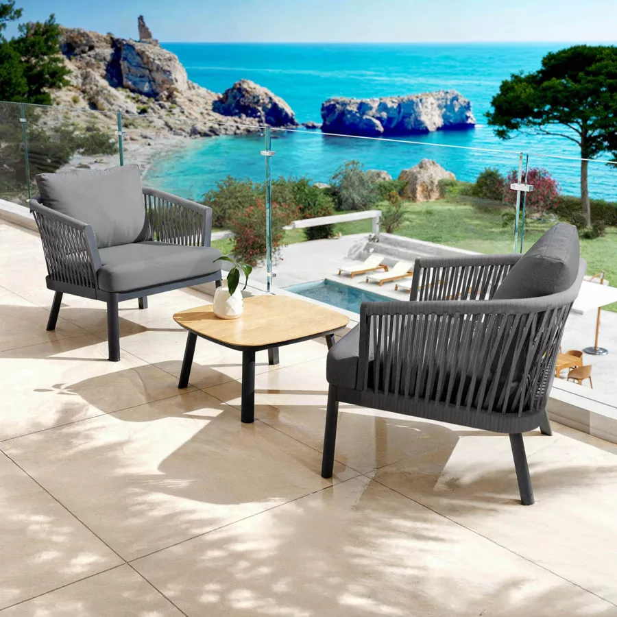 Fauteuil de jardin détente en aluminium Amalfi Gris anthracite