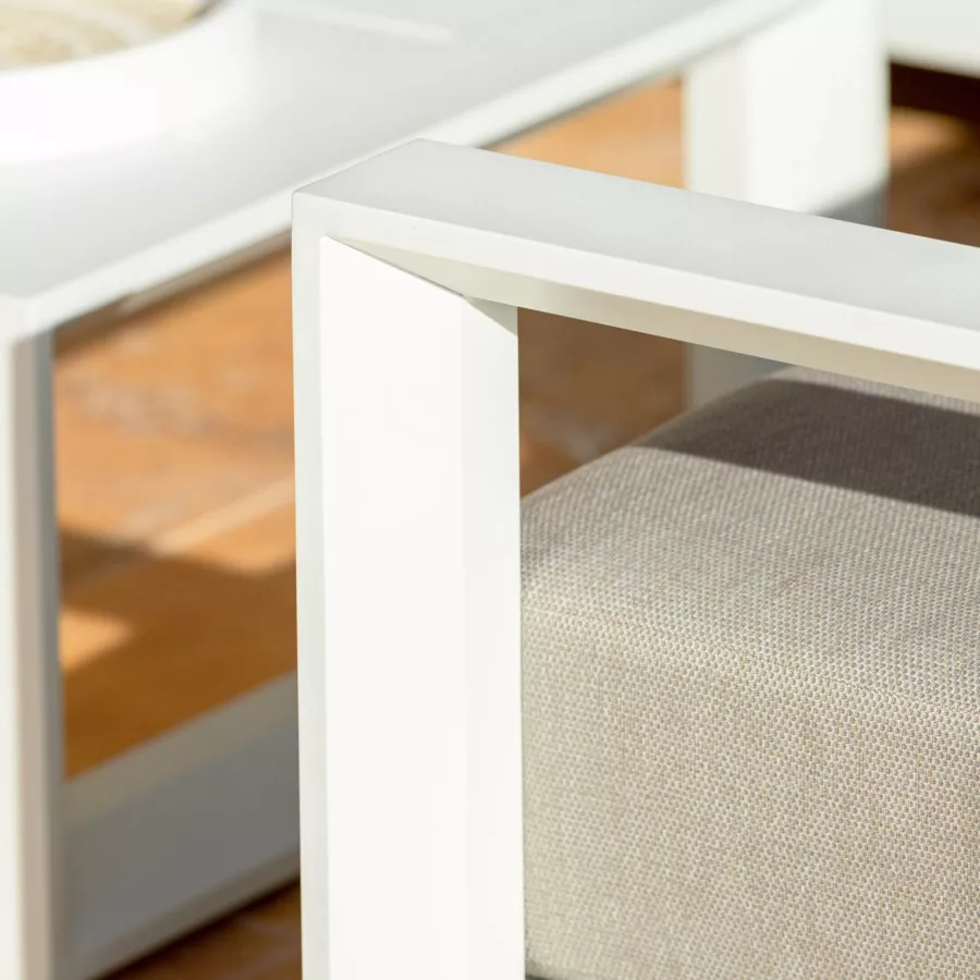 Hoek loungeset Elba Wit en Taupe - 5 zitplaatsen