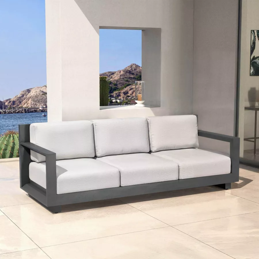 Salon de jardin aluminium 7 places 5 pcs Elba Gris anthracite et gris clair
