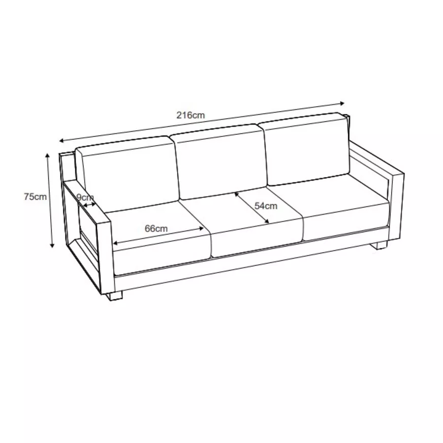 Canapé de jardin en aluminium 3 places Elba Blanc et taupe