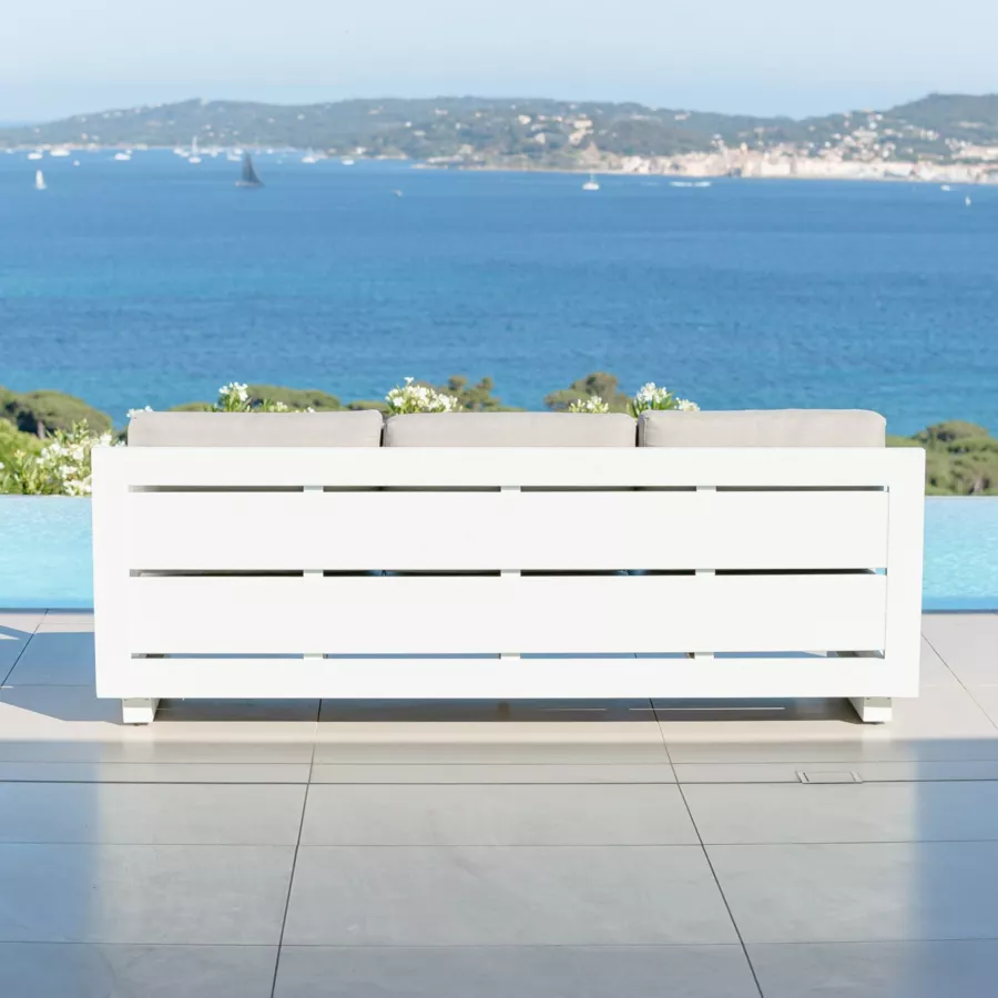 Tuinbank van aluminium 3 zitplaatsen Elba Wit en taupe