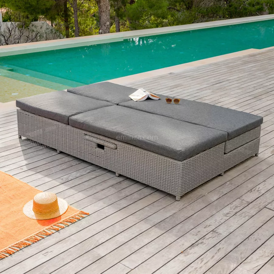 Doppelliege / Loungesofa Calvi - Grau/Dunkelgrau