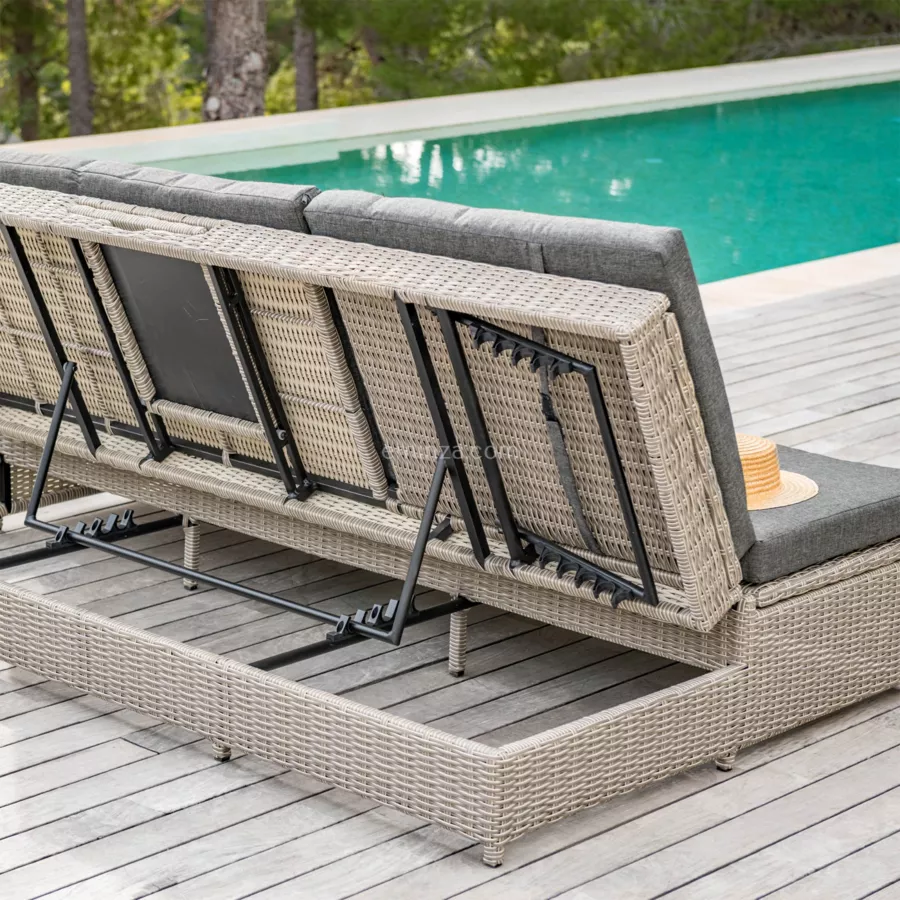 Doppelliege / Loungesofa Calvi - Grau/Dunkelgrau
