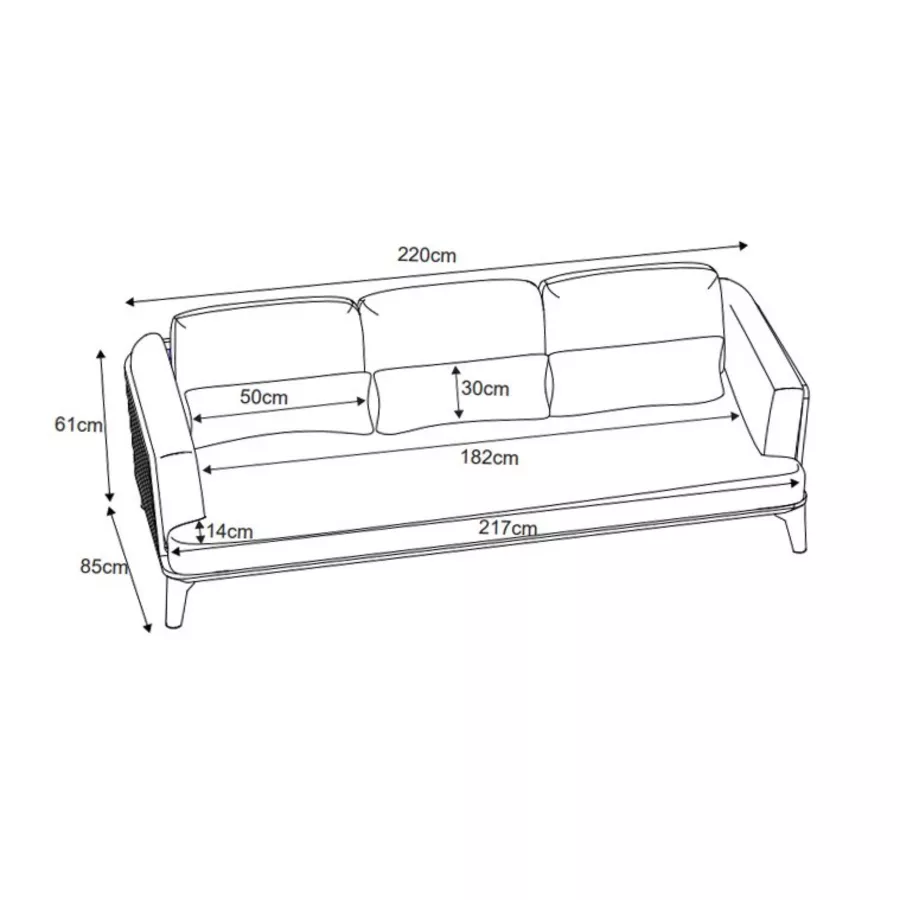 Divano da giardino in alluminio 3 posti Monte Carlo Grigio antracite e beige