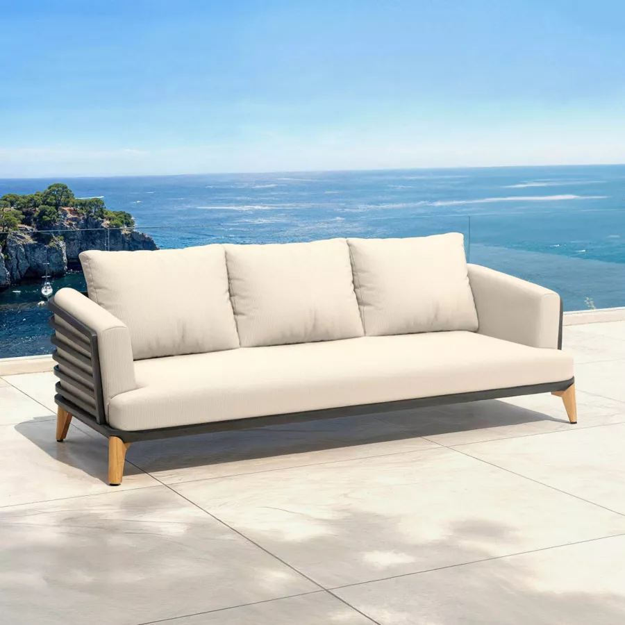 Salon de jardin aluminium 7 places 6 pcs Monte Carlo Gris anthracite et taupe